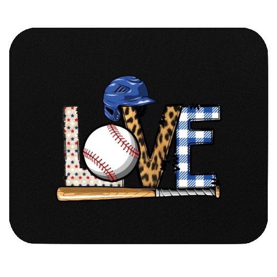 LOVE Bat and Ball Sports Lover Batter Athlete Mouse Pads