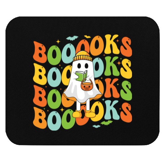 Booooks Cute Ghost Reading A Book Funny Book Lover Mouse Pads