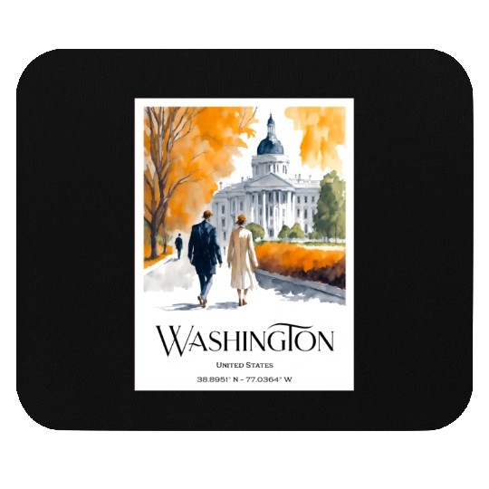 Watercolor painting loving couple in Washington DC Mouse Pads