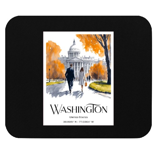 Watercolor painting loving couple in Washington DC Mouse Pads