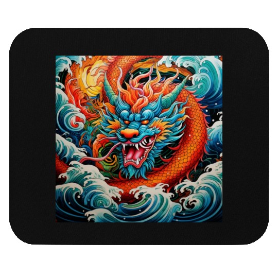 dragon pattern circle pentel color 4 Mouse Pads