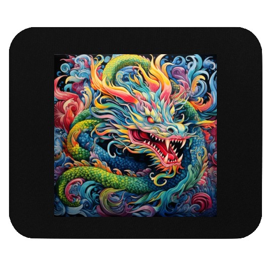 dragon pattern circle pentel color 6 Mouse Pads