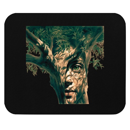 Olive tree and face Mouse Pads