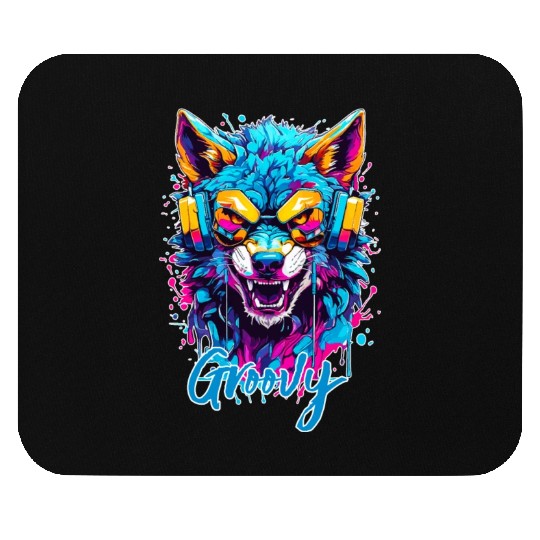Groovy Wolf Mouse Pads