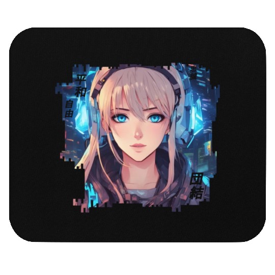 Aria Vox // Cyberpunk Girl Mouse Pads