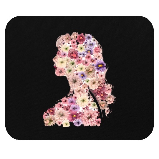 Floral women silhouette Mouse Pads