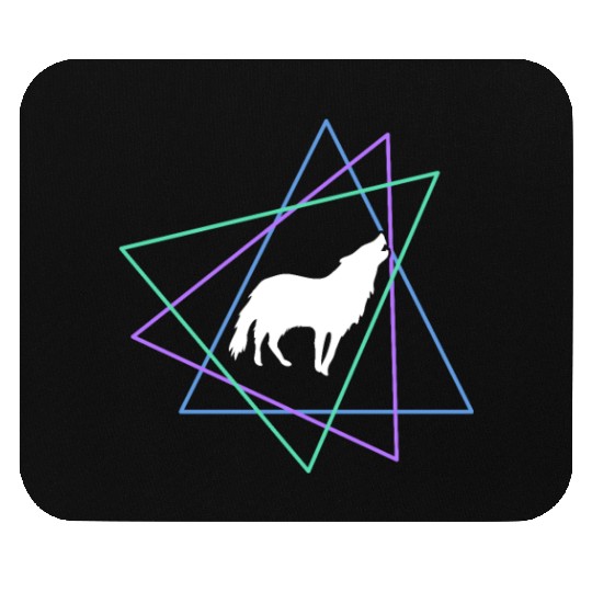 Geometric Howling Wolf Mouse Pads