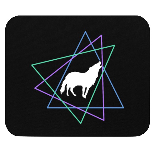 Geometric Howling Wolf Mouse Pads