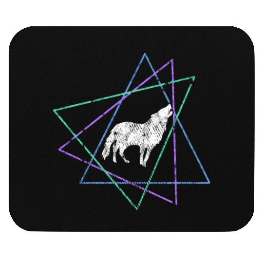 Geometric Howling Wolf Mouse Pads