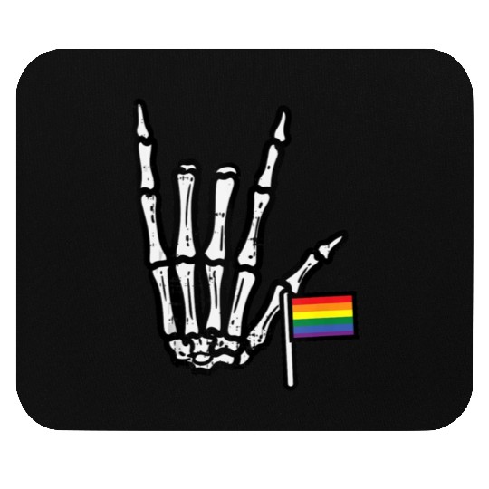 Gay Flag I Love You Hand Skeleton Rainbow Pride Mouse Pads