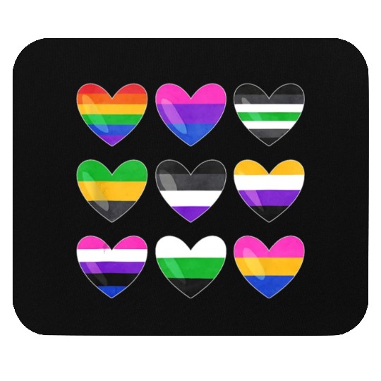 Lesbian And Gay Flag LGBTQ LGBT Rainbow Heart Mouse Pads