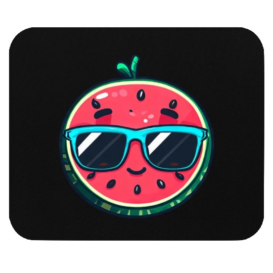 Kawaii Melon with Sunglasses: Summer Fruit Chill Mouse Pads
