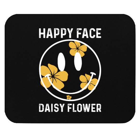 Happy Face Daisy Flower Mouse Pads
