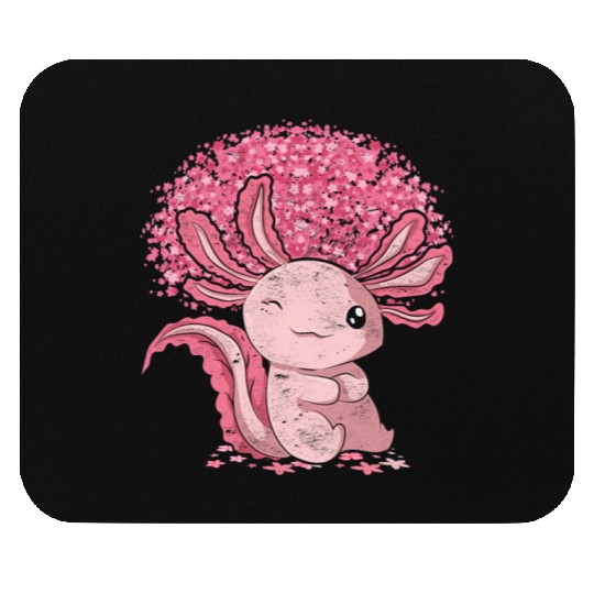 Cherry Blossom Tree Amphibian Gift Sakura Axolotl Mouse Pads