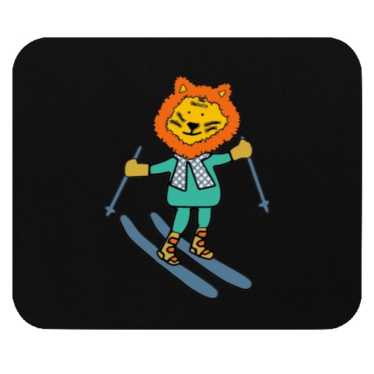 Liger skiing with fancy scarf Mouse Pads