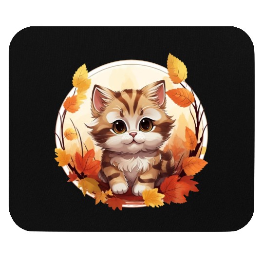 Autumn Cat in Sunset: Sweet Serenity Mouse Pads
