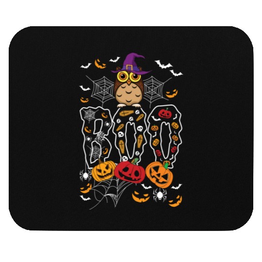 Boo Pumpkin Bat Funny Lazy Creepy Halloween Mouse Pads