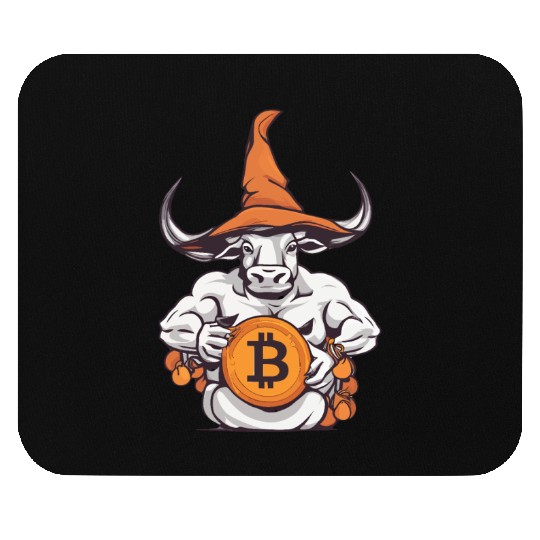 Halloween Bitcoin Wizard Bull Mouse Pads