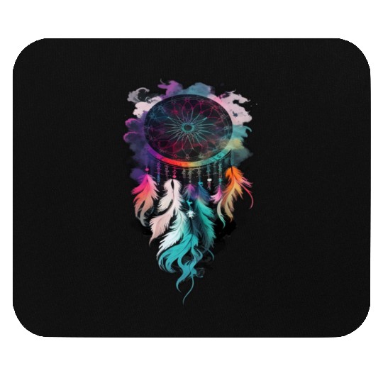 Dreamcatcher with feathers and smoke Mouse Pads