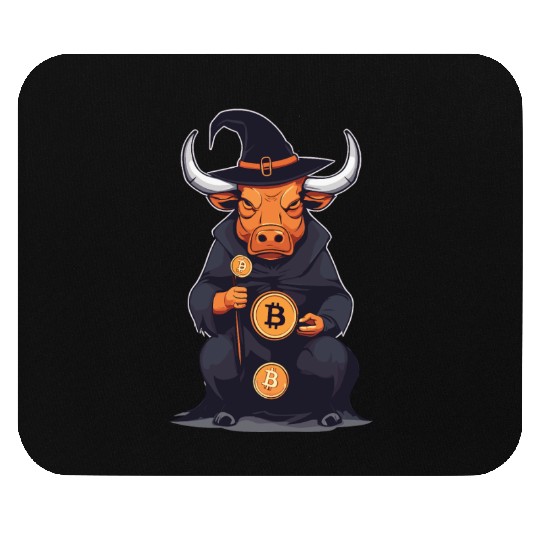 Halloween Bitcoin Wizard Bull Mouse Pads