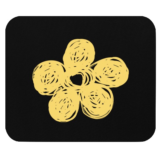 Yellow Chalkboard Flower Doodle Mouse Pads