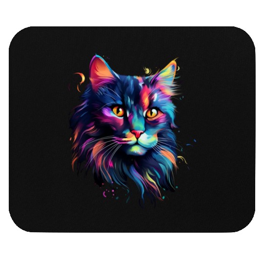 Cat Face MaineCoon Cat In Color Mouse Pads