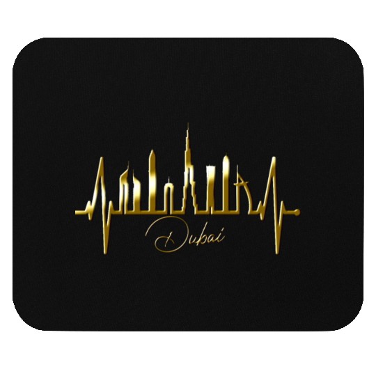 Dubai Skyline Heartbeat Burj Khalifa Silhouette Mouse Pads