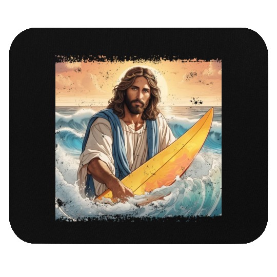 Surfing Jesus Mouse Pads