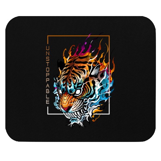 Unstoppable Flaming Tiger Mouse Pads