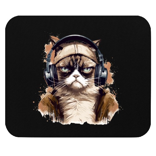 Funny Cat - grumpy face Mouse Pads
