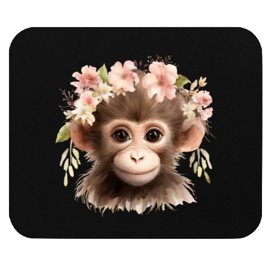 Monkey Chimpanzee Jungle Animal Boho Floral Ape Mouse Pads