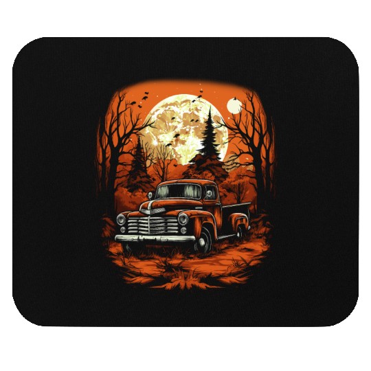 Creepy Old Truck Halloween Haunted Classic Truck Mouse Pads