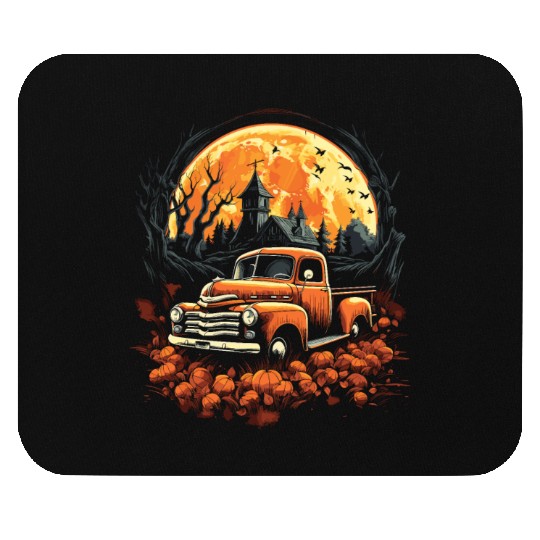 Creepy Old Truck Halloween Haunted Classic Truck Mouse Pads