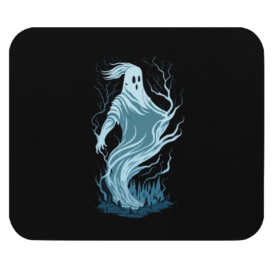 ghost with lightning Halloween theme Mouse Pads