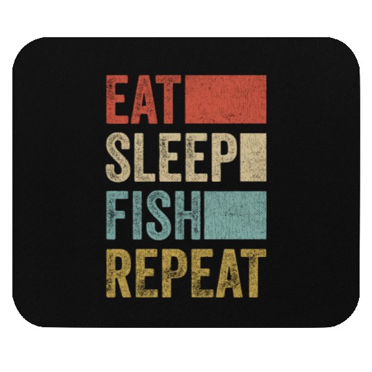 Eat Sleep Fish Repeat Fisher Gift 70s 80s Retro Mouse Pads