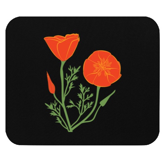 California Poppies on Clear Background Mouse Pads