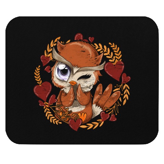 Animal Wise Bird Heart Gift Cute Owl Mouse Pads