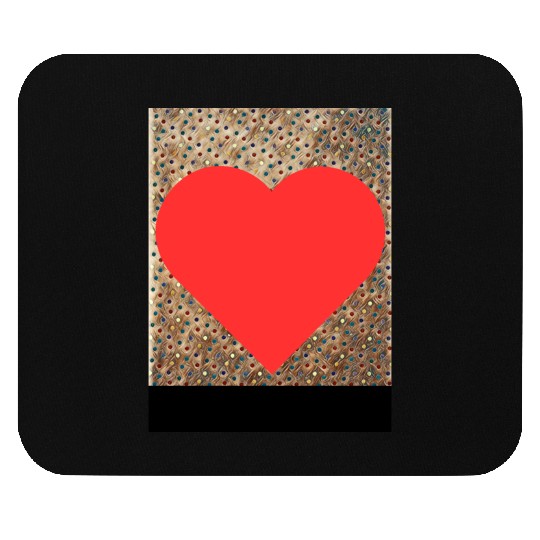 Romantic Red Love Heart on Brown Dotted Background Mouse Pads