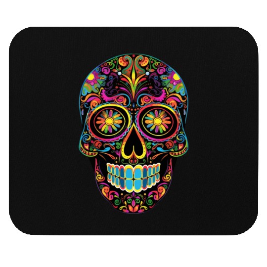 Neon Sugar Skull: Jack Skellington Design Mouse Pads