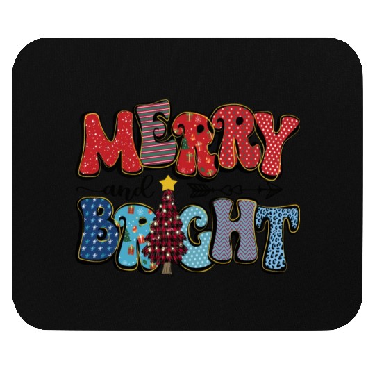 Merry and Bright Chistmas Tree Family Christmas Mouse Pads