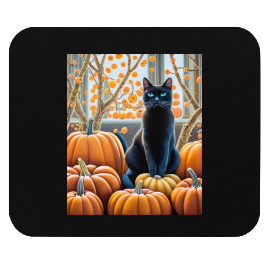 Black Cat Mouse Pads