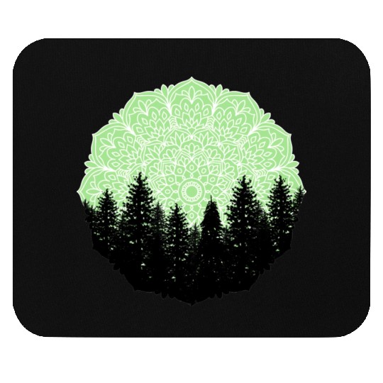 Green Forest Mandala Pacific Northwest Mouse Pads