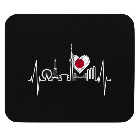 Tokyo Skyline Heartbeat Japanese Flag Love Tokyo Mouse Pads