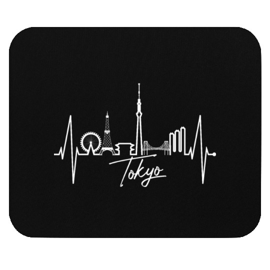 Tokyo Skyline Heartbeat Japanese Heart Love Tokyo Mouse Pads