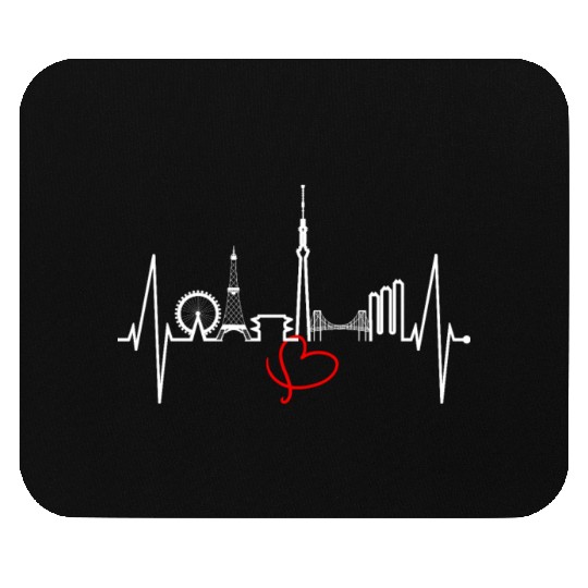 Tokyo Skyline Heartbeat Japanese Heart Love Tokyo Mouse Pads