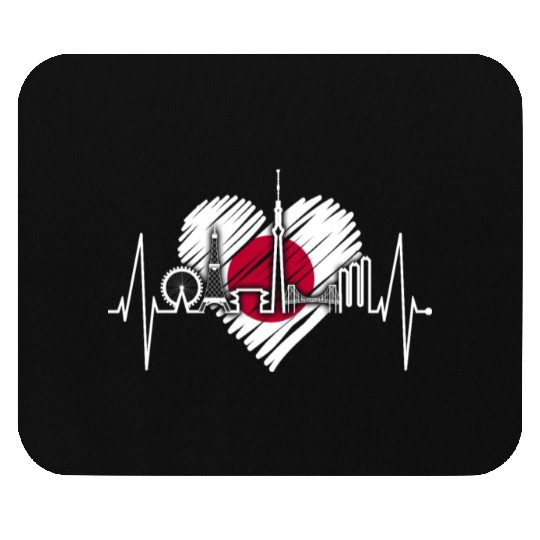 Tokyo Skyline Heartbeat Japanese Flag Love Tokyo Mouse Pads