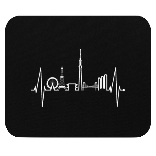 Tokyo Skyline Heartbeat Japanese Heart Love Tokyo Mouse Pads