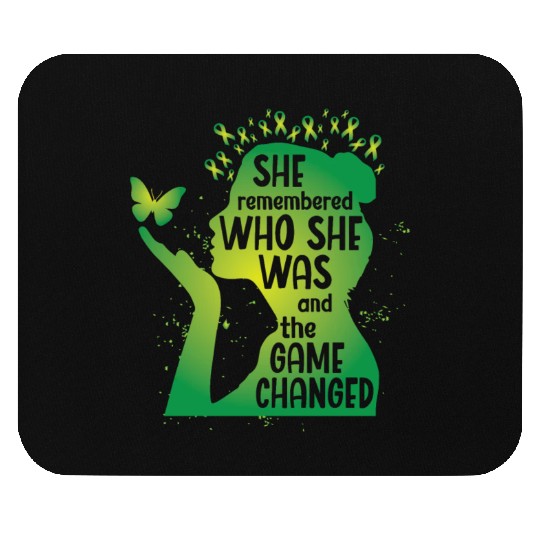 Mental Health Green Ribbon Butterfly Mouse Pads