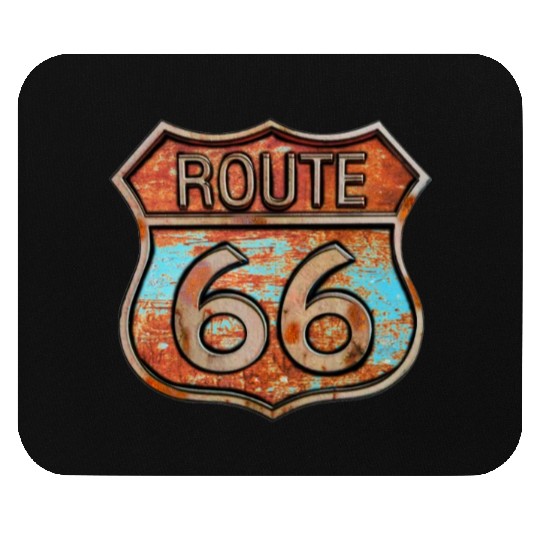 Route 66 vintage sign - Rusty metal sign Mouse Pads