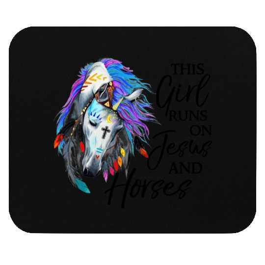 This Girl Runs On Jesus And Horses Mouse Pads